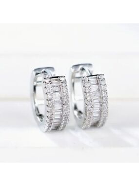 Small Huggie Earrings with Tons of Bling Blue 1413